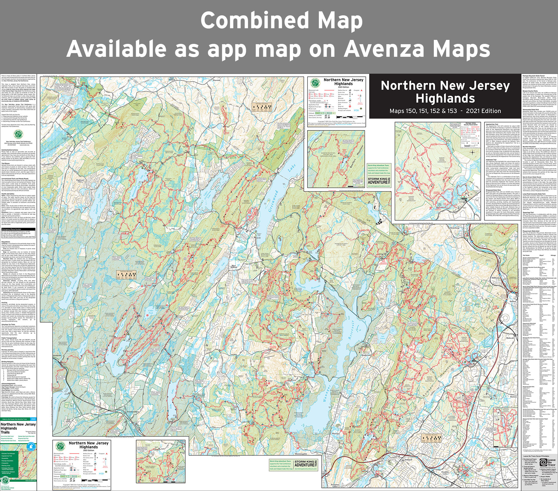 Northern New Jersey Highlands Trails Map Combined Avenza Maps App Map